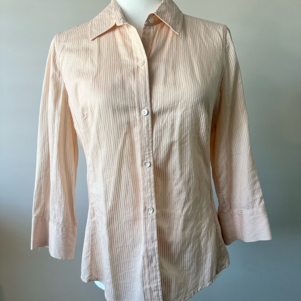 Banana Republic Peach and White Button Down Shirt.